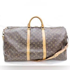 Louis Vuitton LV Boston Bag  Keepall Bandouliere 60 Brown Monogram